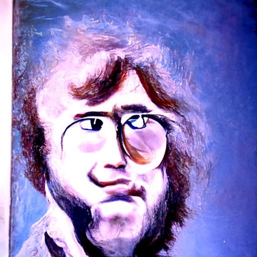 John Lennon Portrait in Bob Ross Style