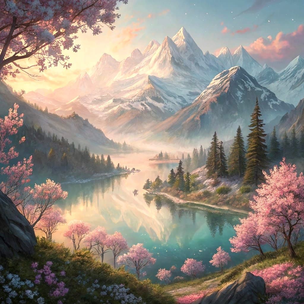 Shimmering Mountain Lake in the Swiss Alps