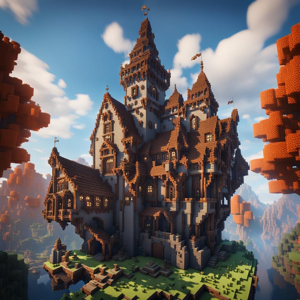 Beautiful Minecraft Building: Detailed Matte Painting