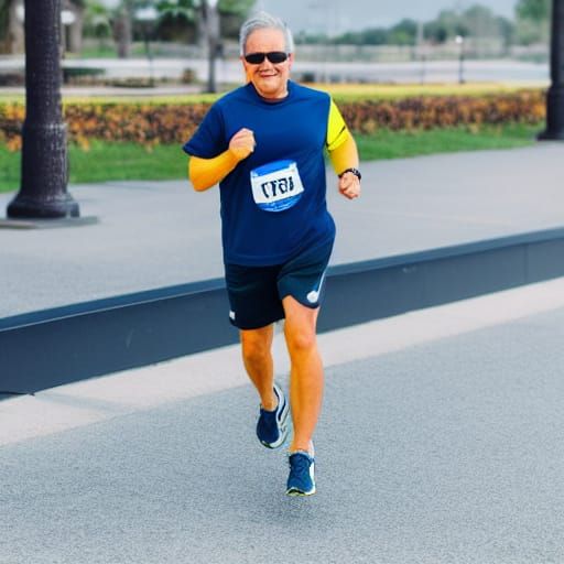 Man Jogging in Vibrant Athletic Wear on a Sunny Day