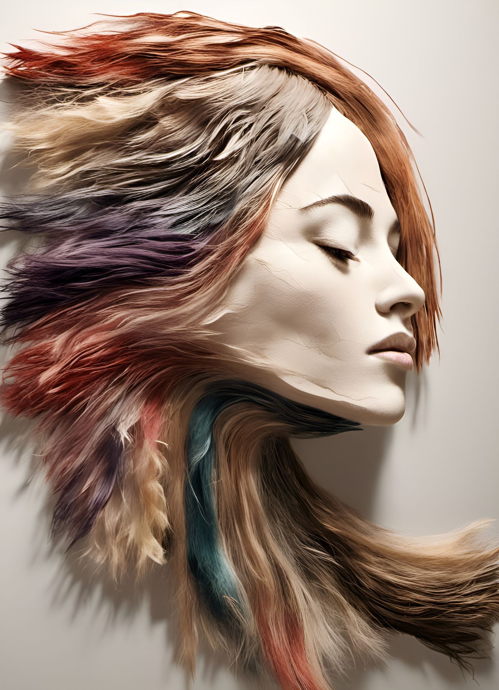 Hair Clipping 3D Collage Sculpture