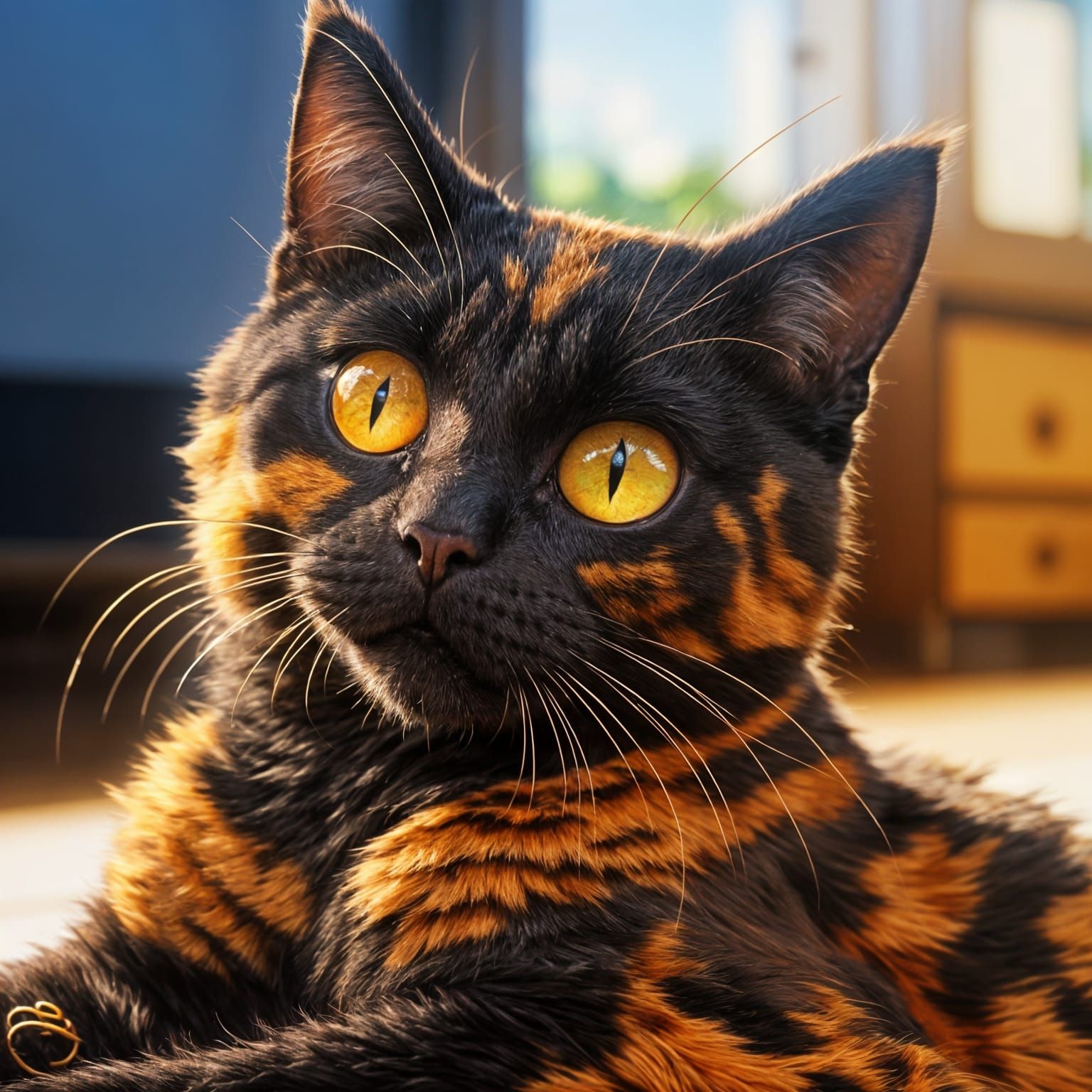Tortoiseshell Cat in Anime Style