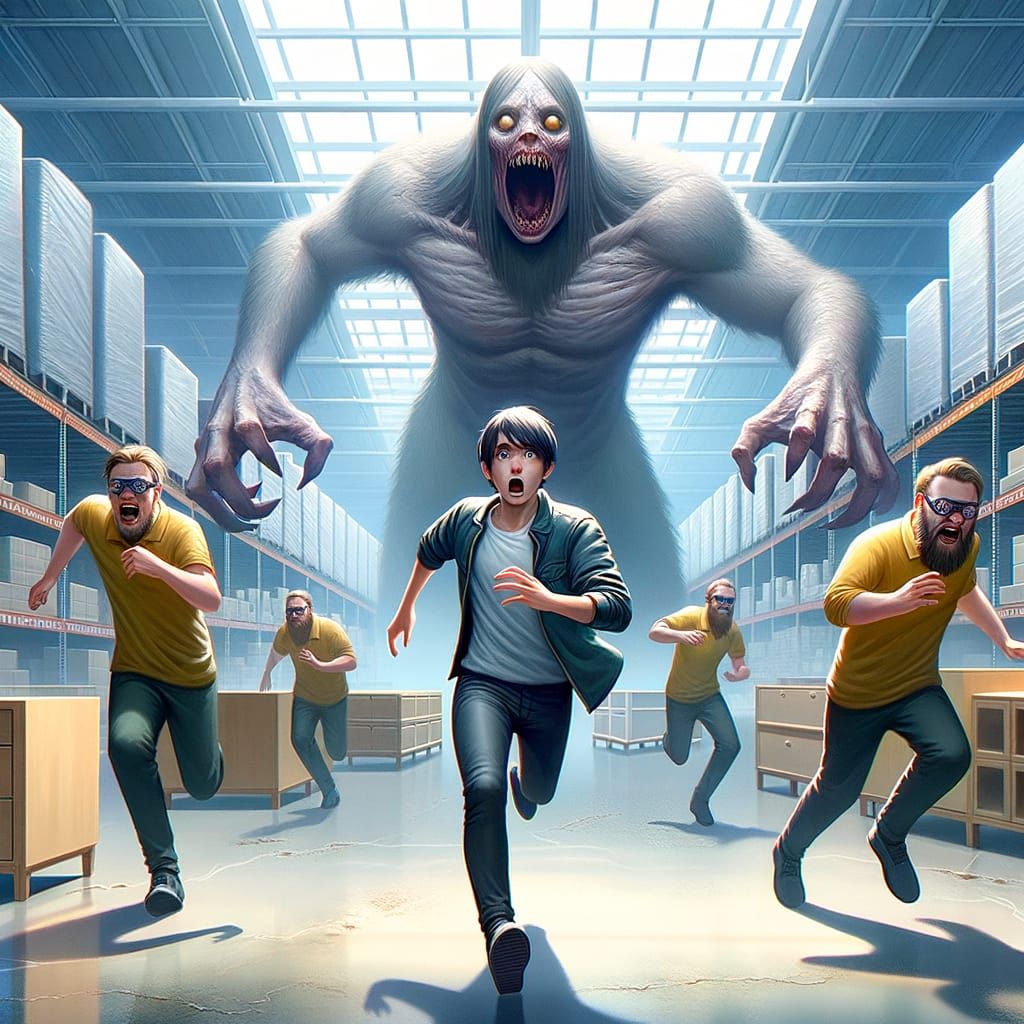 Game Avatar Flees from IKEA Zombies in Haunting Fantasy Art