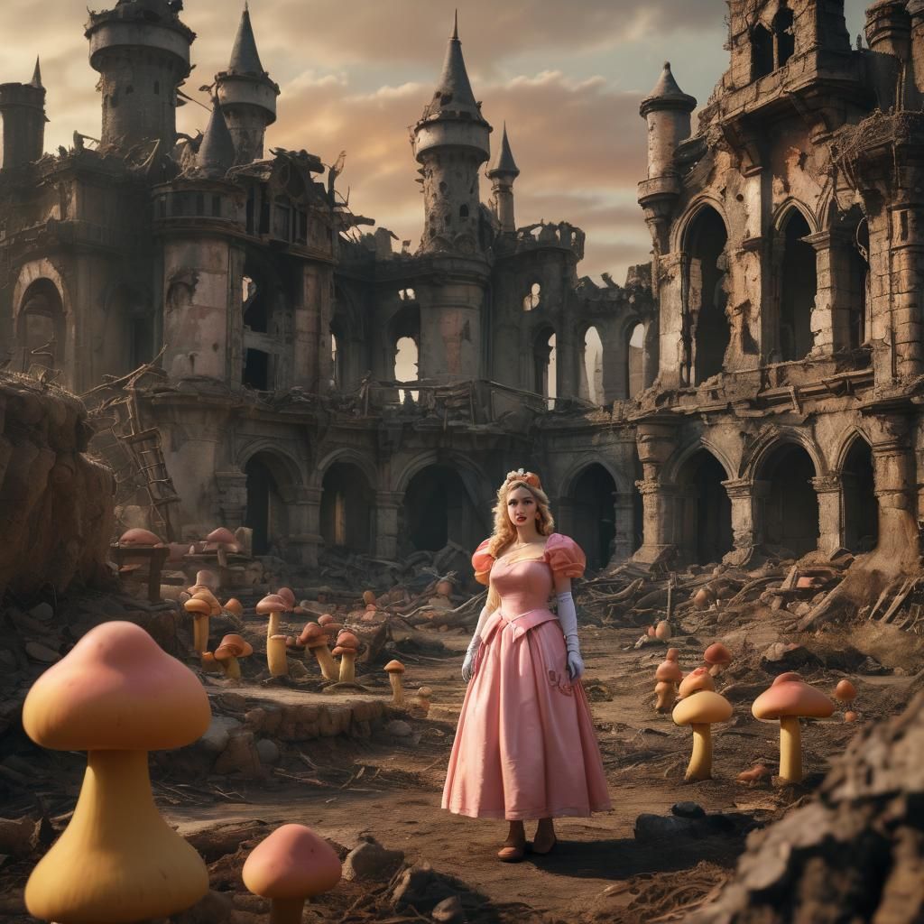 Princess Peach in Dark Fantasy Post-Apocalypse