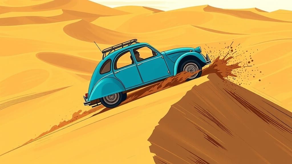 Citroen 2CV Adventures in Comic Book Art Style
