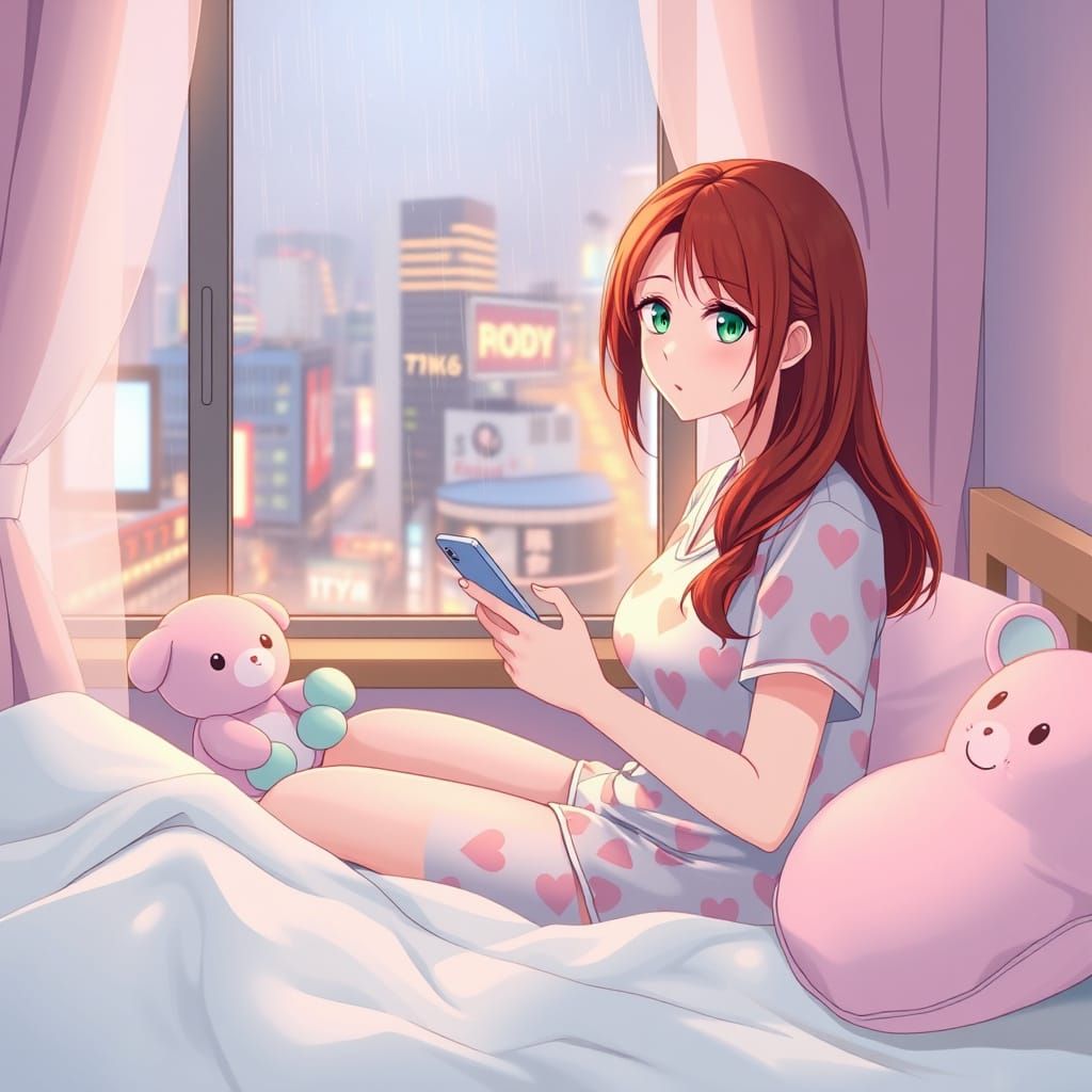 Serenely Sleeping Tokyo Girl in Pastel Pajamas