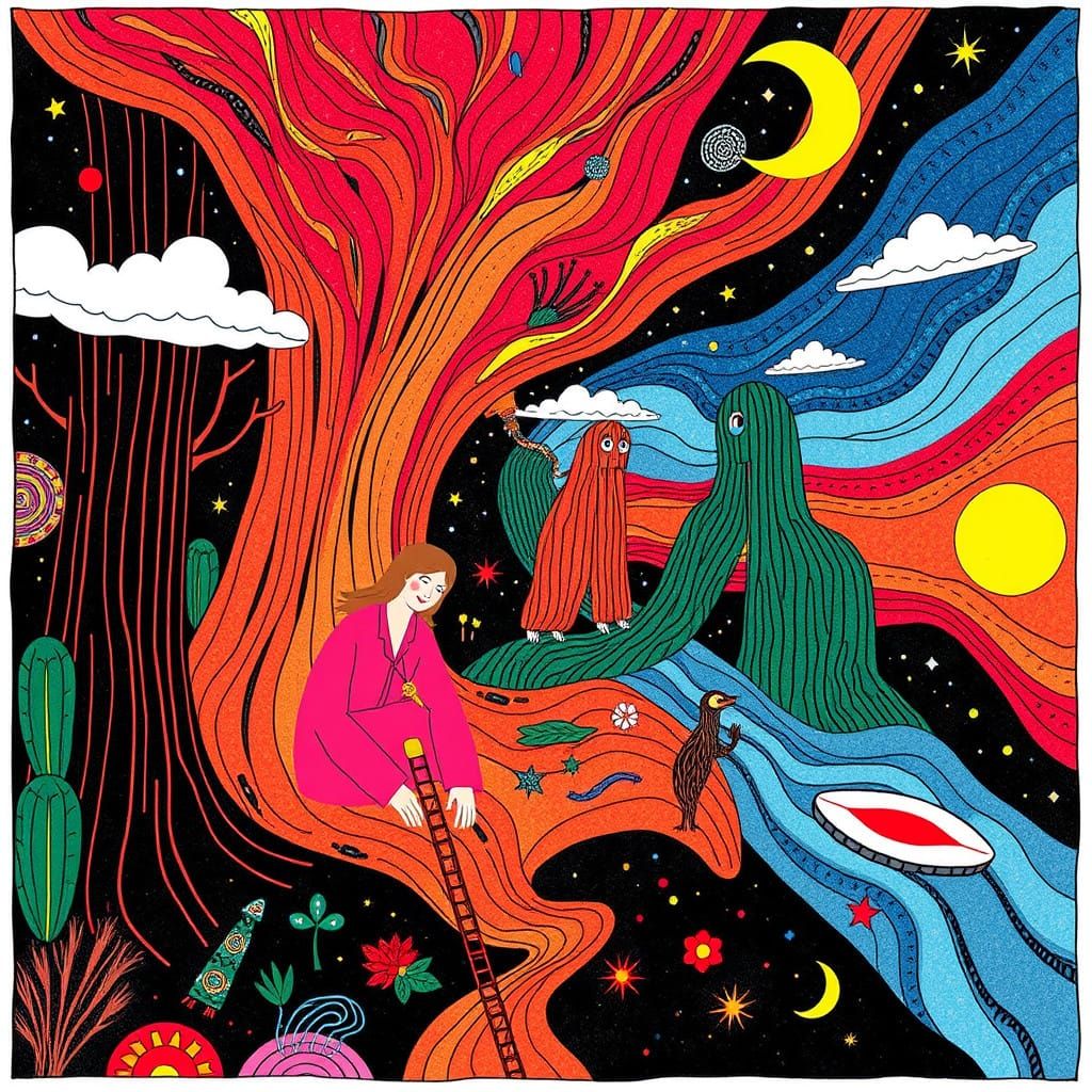 Watercolor Illustrations of Whimsical Landscapes in Dreamy P...