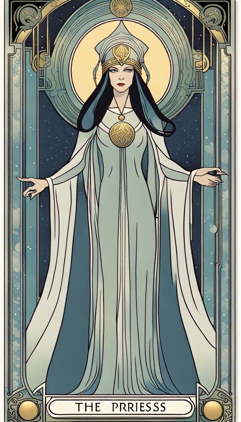 The High Priestess Tarot Card in Art Deco Style