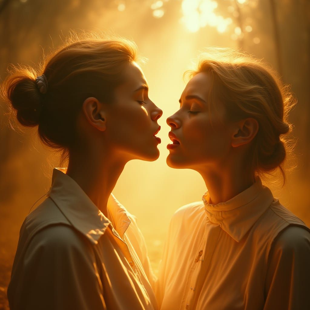 Woman Exhaling Warm Breath in Surreal Style