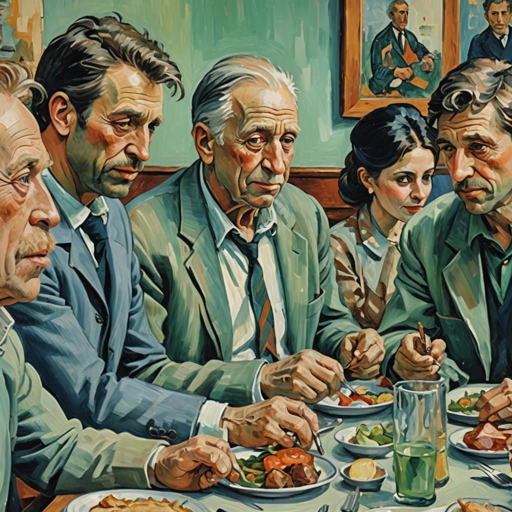 Impressionist Luncheon with Friends in Picasso Style