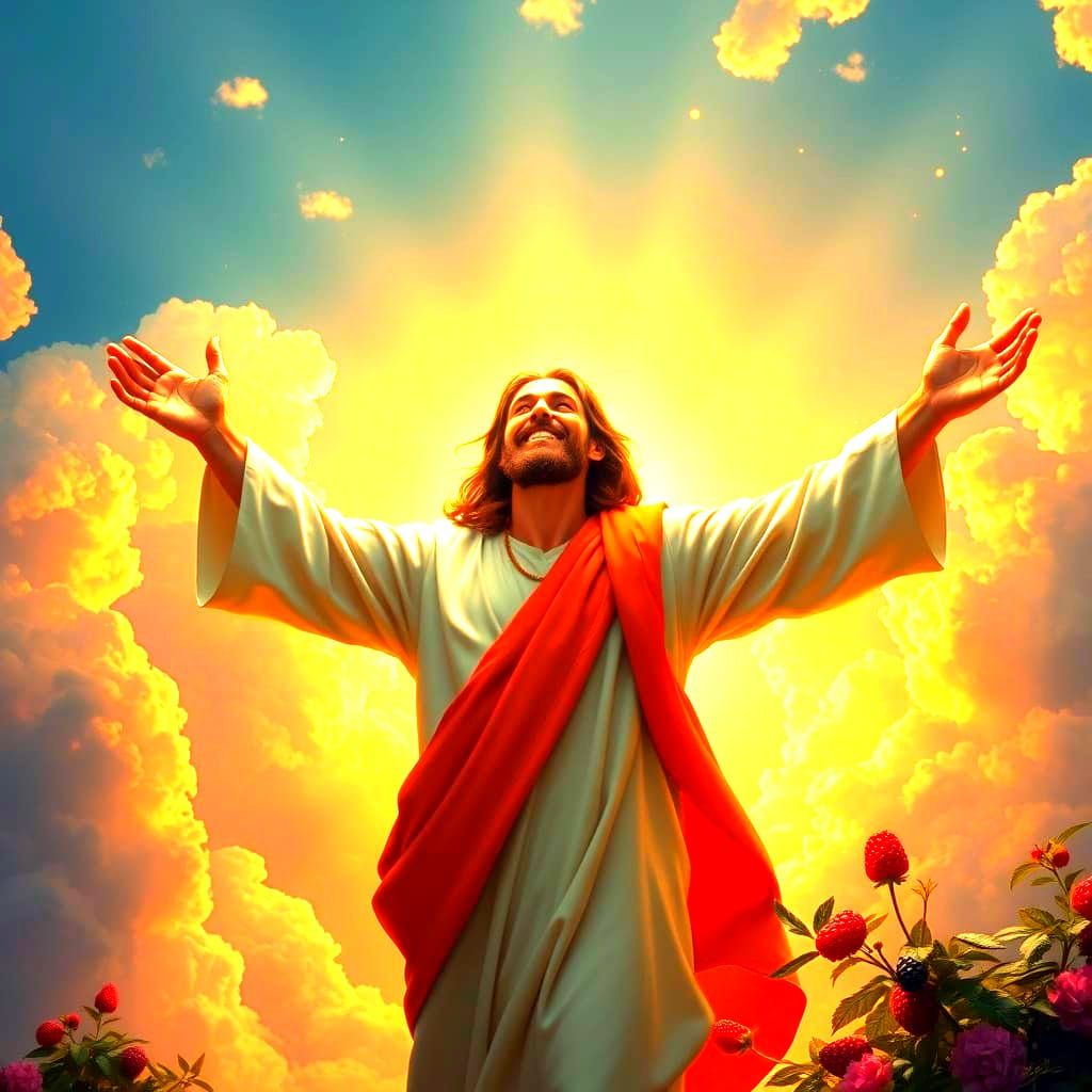 Jesus Ascends, Smiling and Bearing Berries