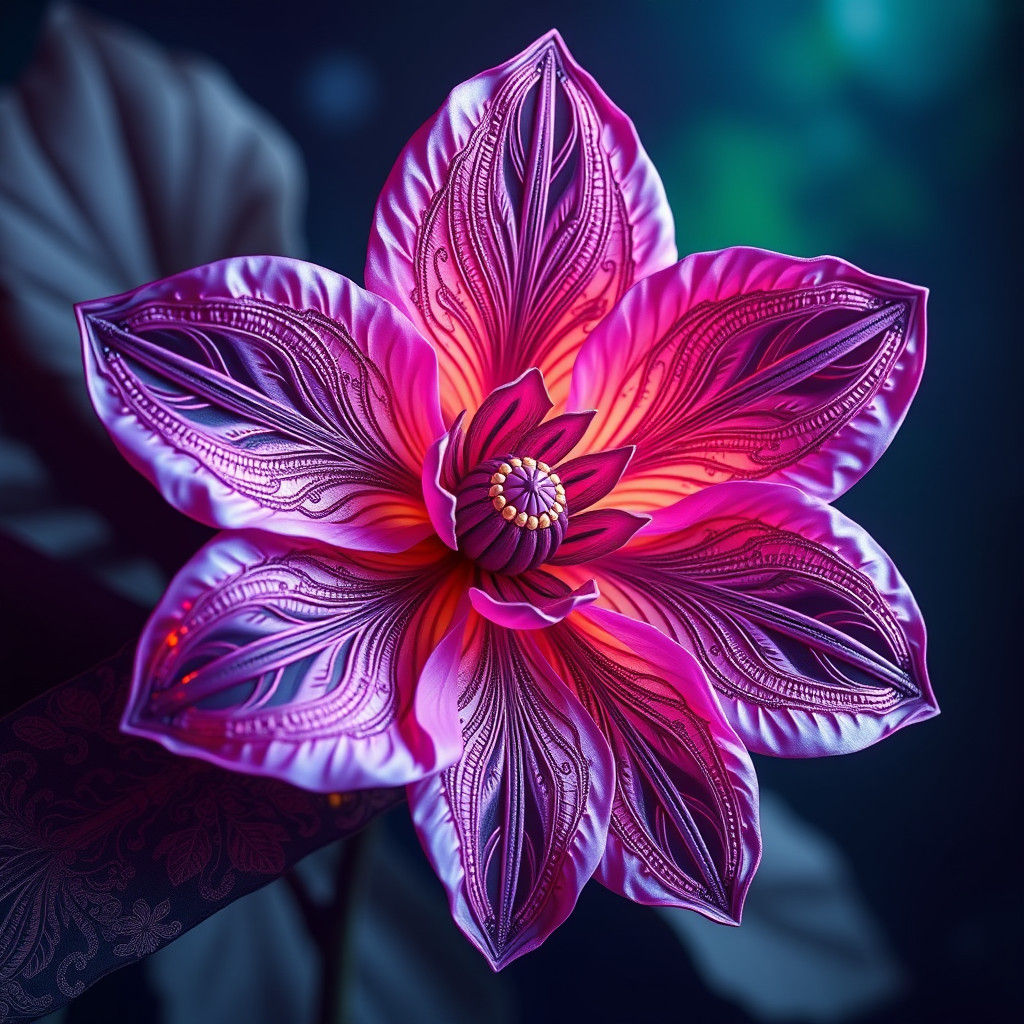 Iridescent Opal Flower with Intricate Lace Pattern