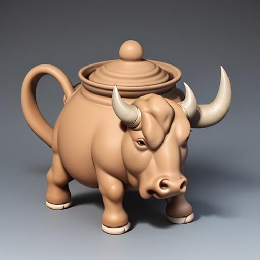 Bull-Shaped Teapot: A Clay Art Creation