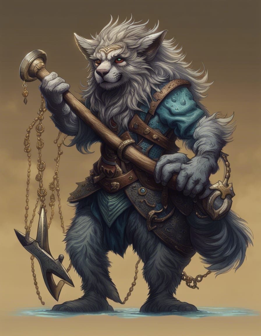Bugbear Cleric Sailor with Anchor in Digital Art