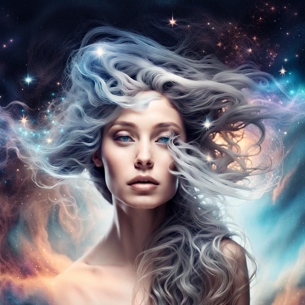 Surreal Double Exposure Portrait with Galactic Eyes