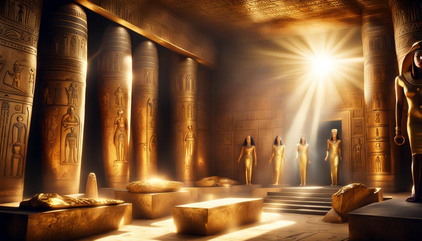 Epic Egyptian Tomb with Gleaming Gold Treasures