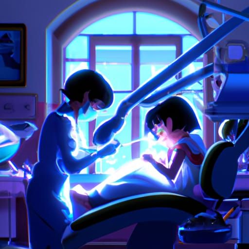 Female Dentist Doing Dental Work: Studio Ghibli Illustration