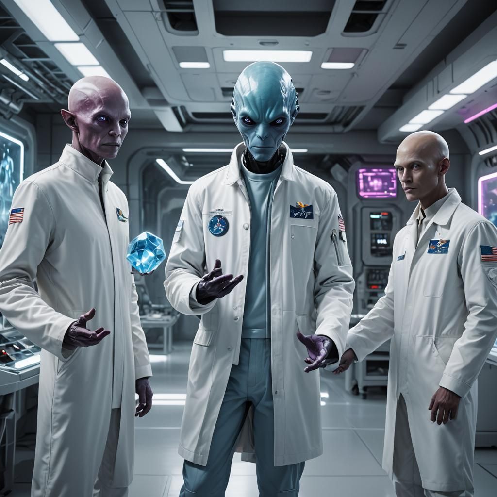 Humanoid Aliens in Futuristic Lab: Hyperrealistic Concept Ar...