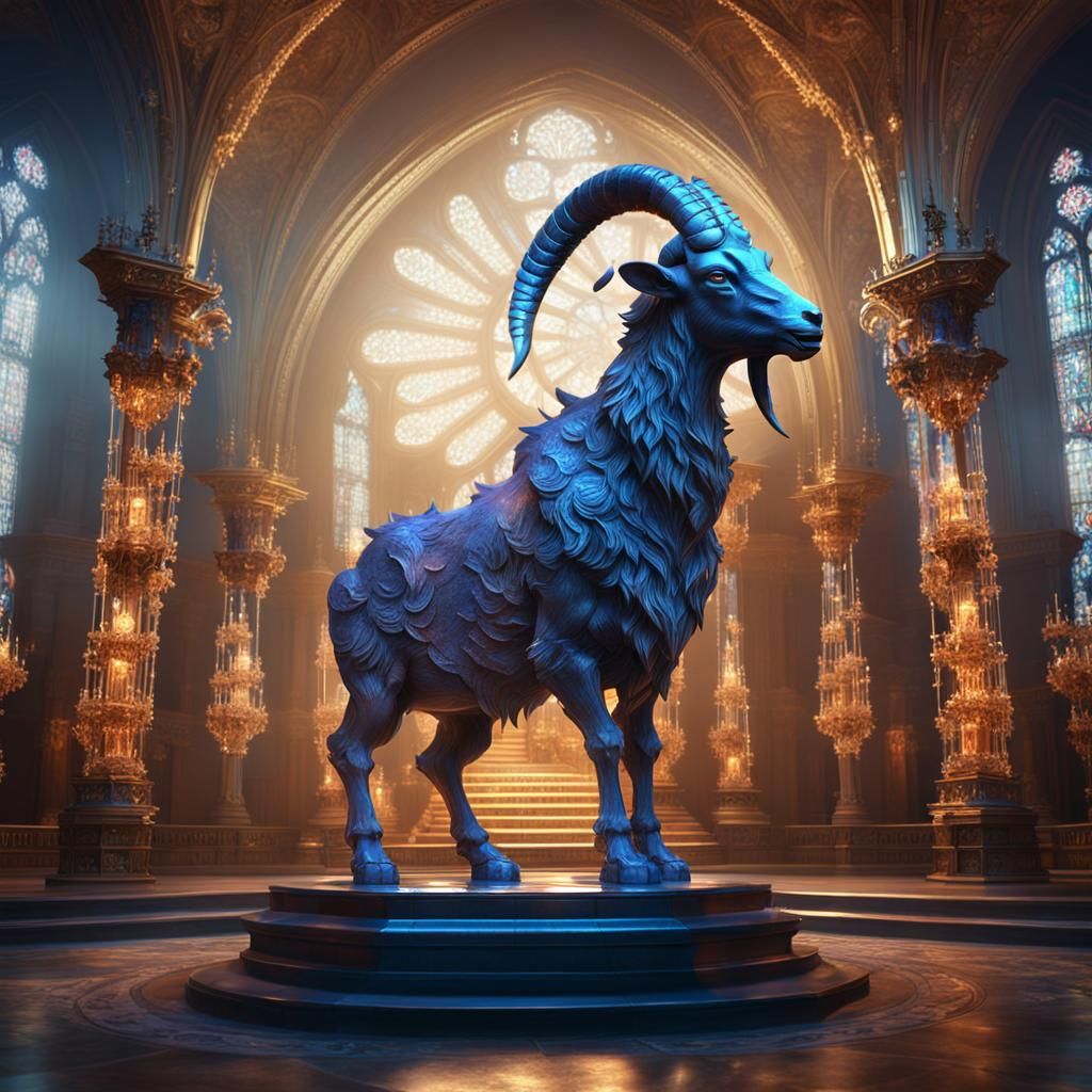 Crystal Demon Goat Statue in Chapel: Fantasy Art
