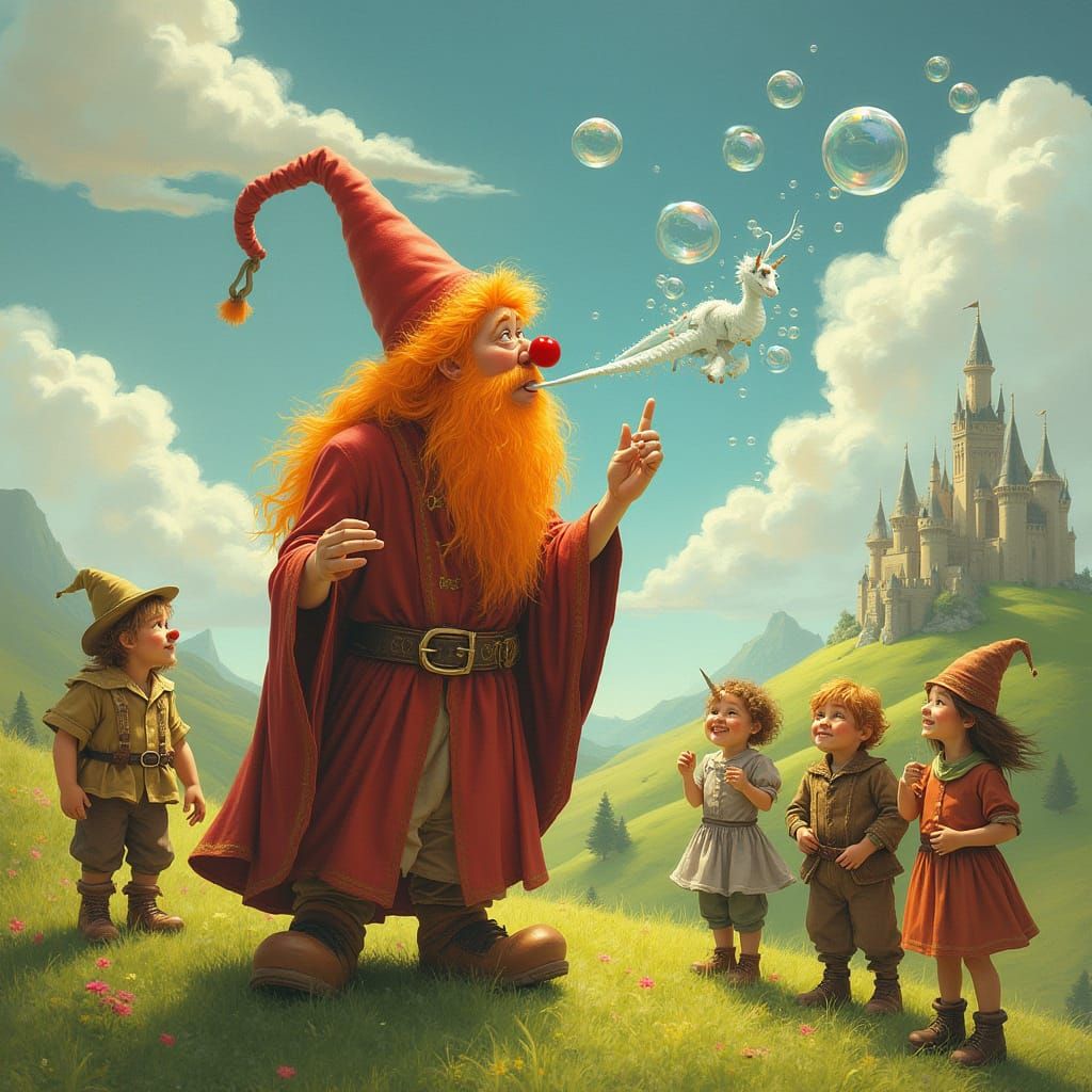 Whimsical Wizard Entertains Hobbit Children with Fantastical...
