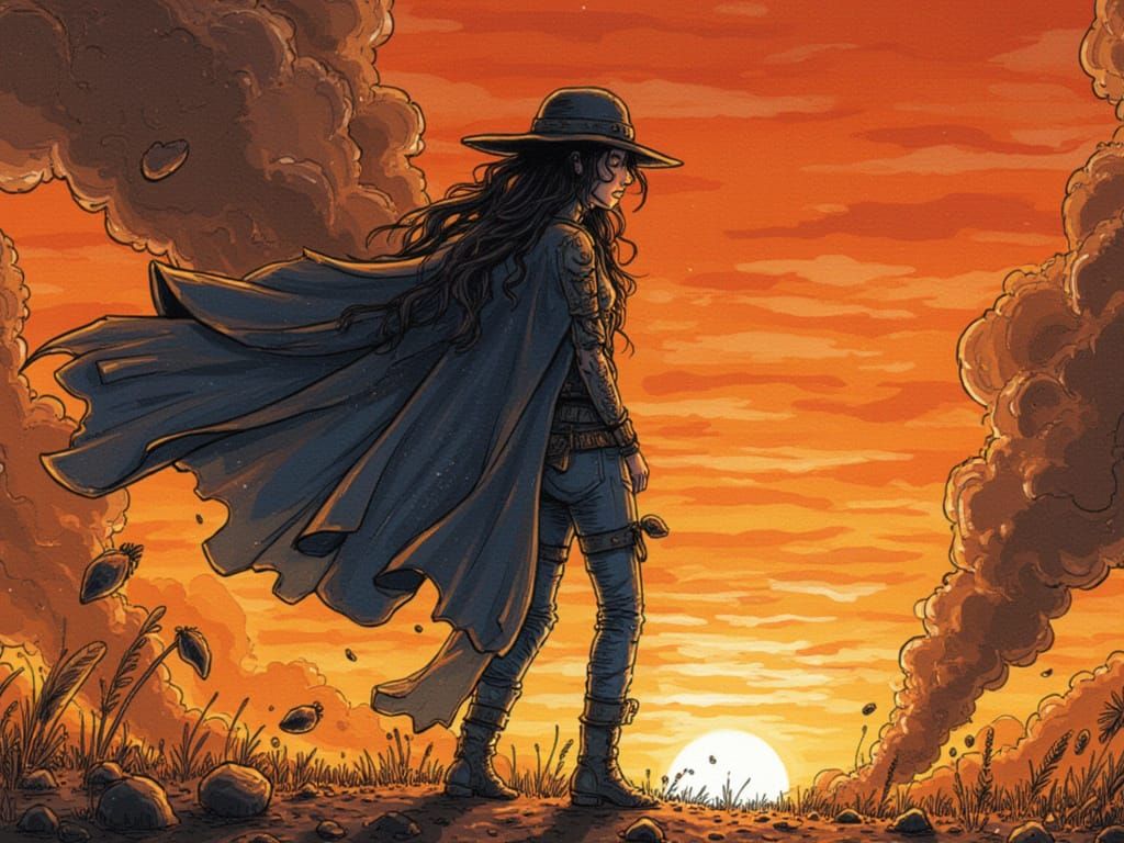 Woman in Ripped Jeans in Riot Setting