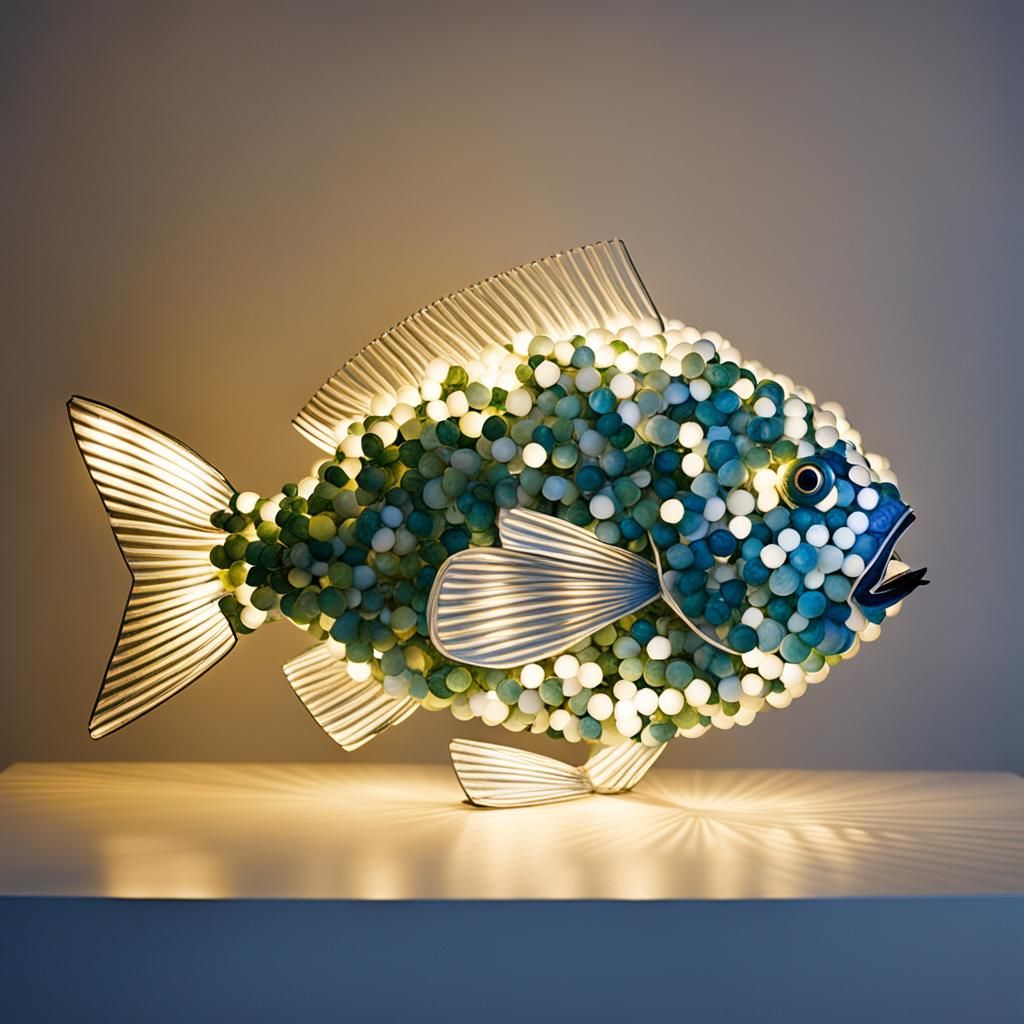 Luminous Fish Sculpture Made of Light Bulbs