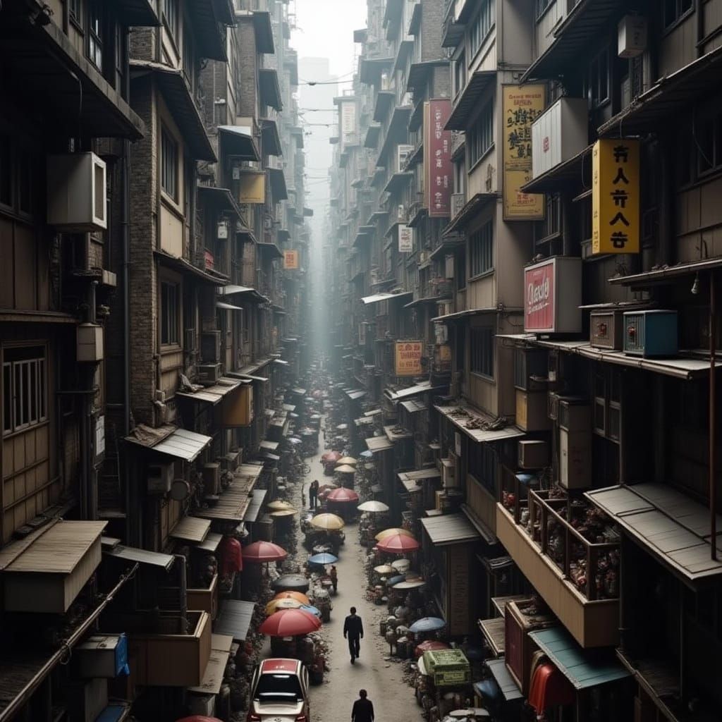 Gritty Urban Landscape of Kowloon Walled City in China