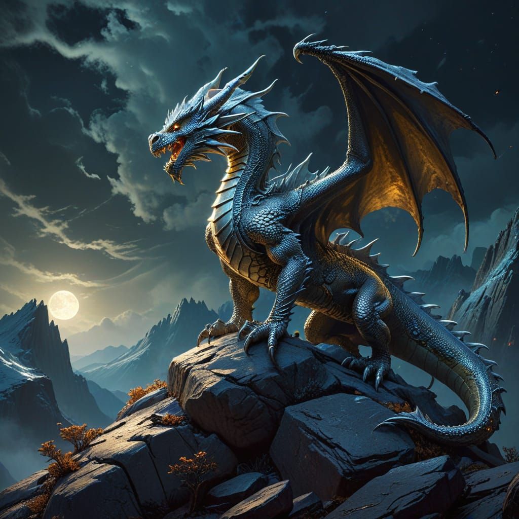 Silver Dragon Hunts on Misty Mountaintop