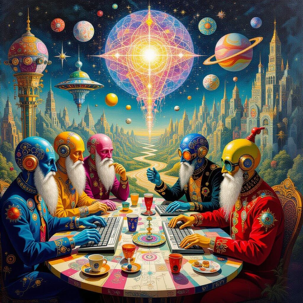 Psychedelic Utopia: A Maximalist Oil Painting