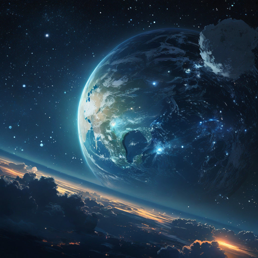 Serene Earth in a Celestial Anime Portrait