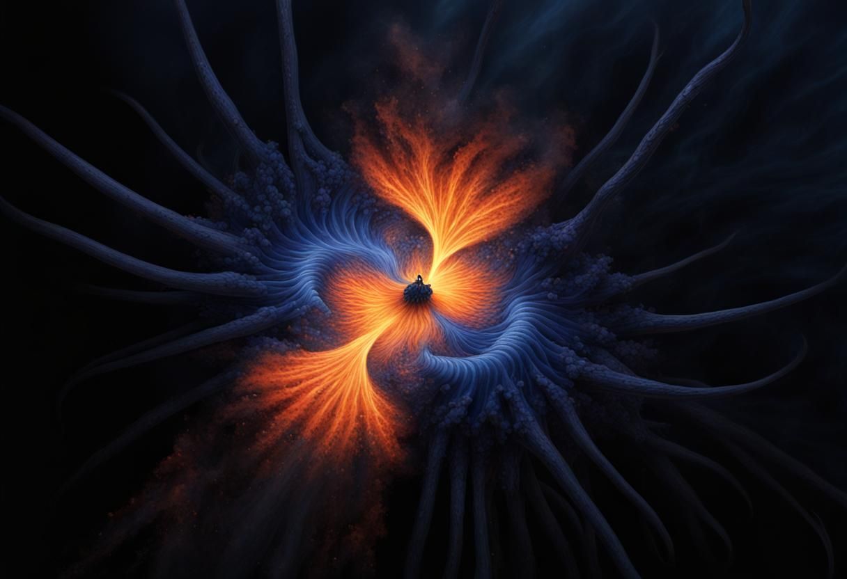 Blue Scyphozoa Fires Erupting in Space