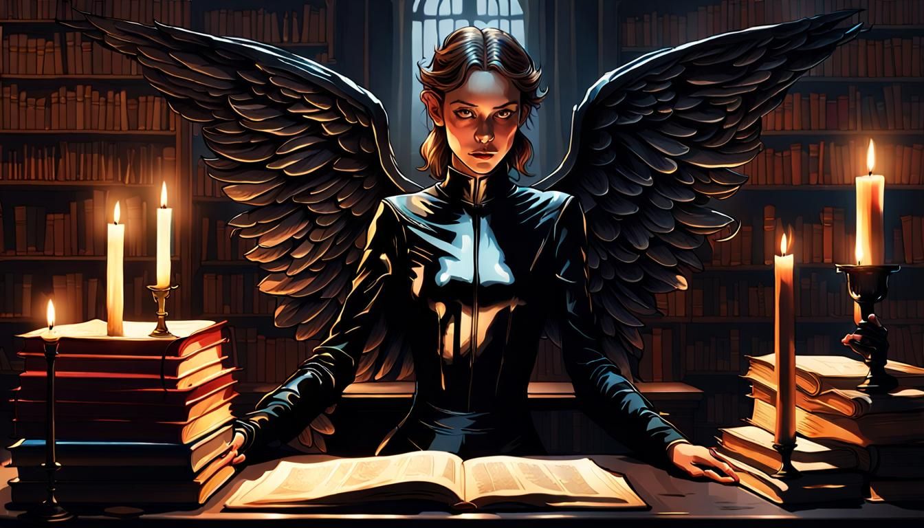 Winged Woman in Dark Fantasy Portrait, Hyperdetailed Art