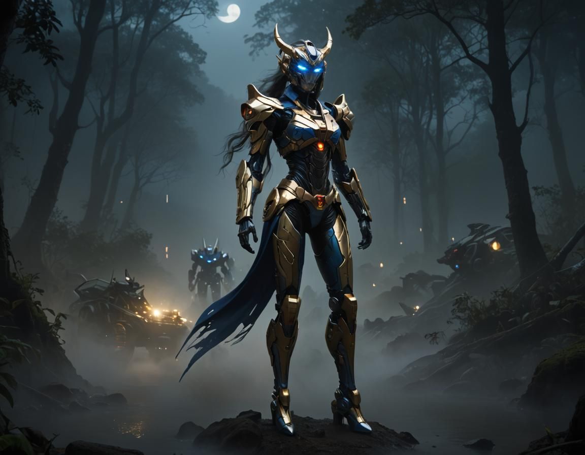 Cybertronian Emerges from Mist in Sci-Fi Art