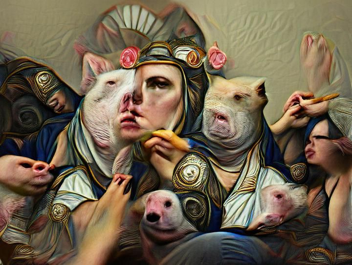 Renaissance Pig Priestess Portrait