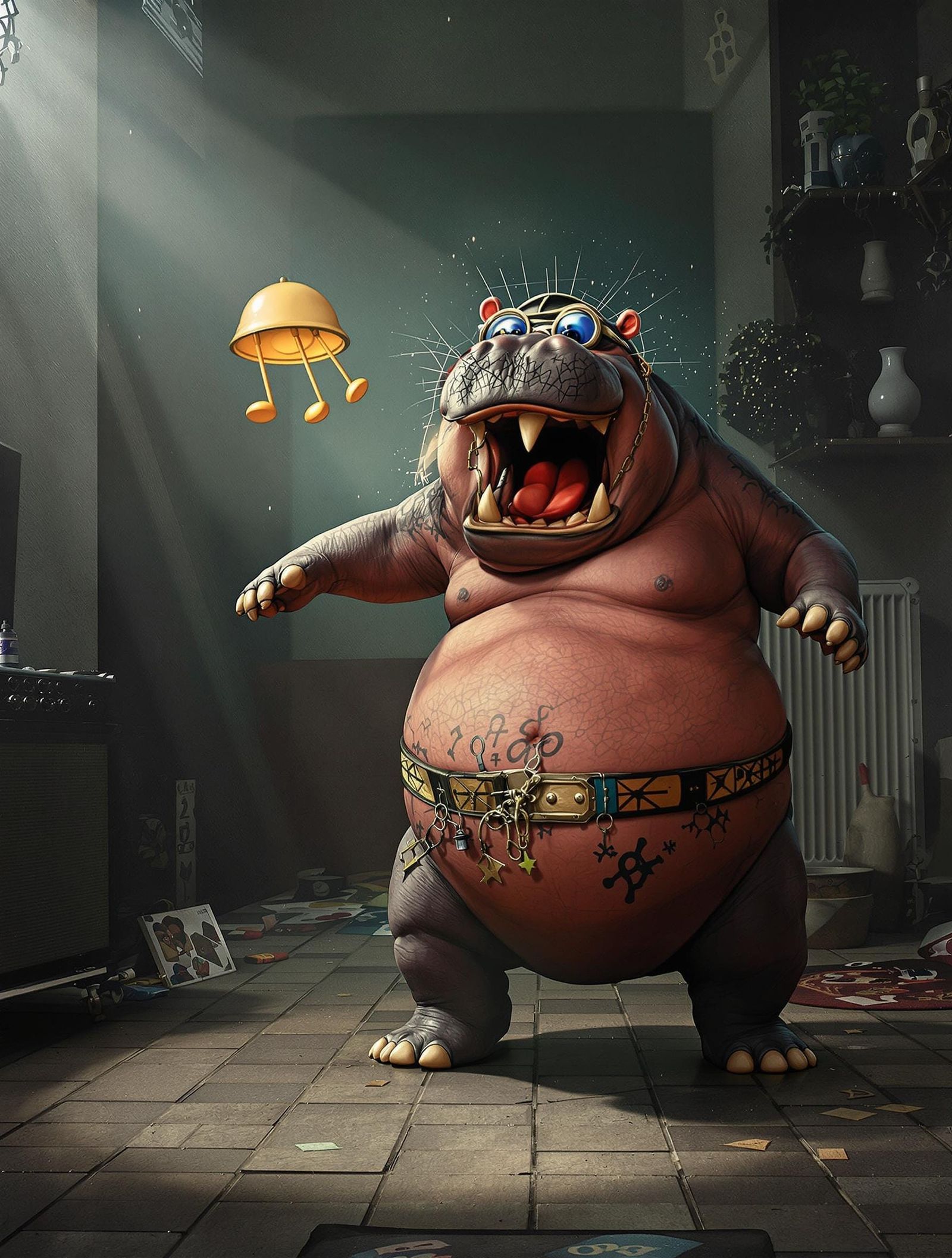 Hippo Dances to Hip-Hop in Trompe-l'œil Masterpiece