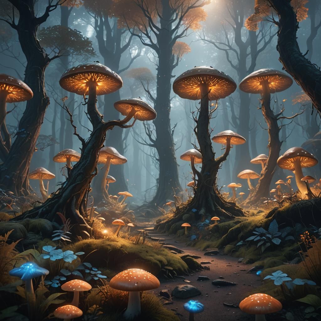 Mystical Glowing Forest Concept Art