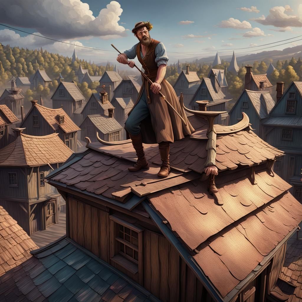 Fiddler's Fiery Performance: Detailed Matte Painting