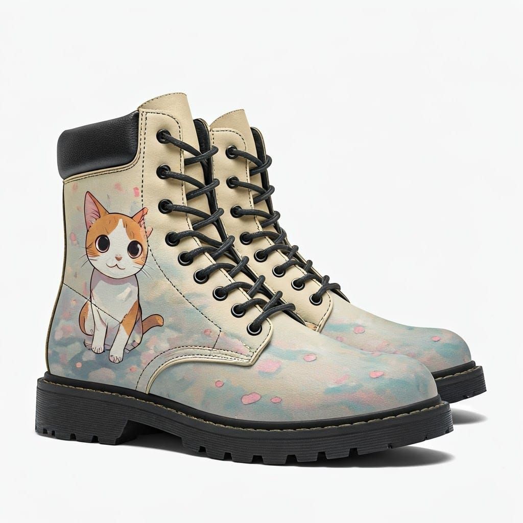 Cat Design Hiking Boots in Kawaii Anime Style
