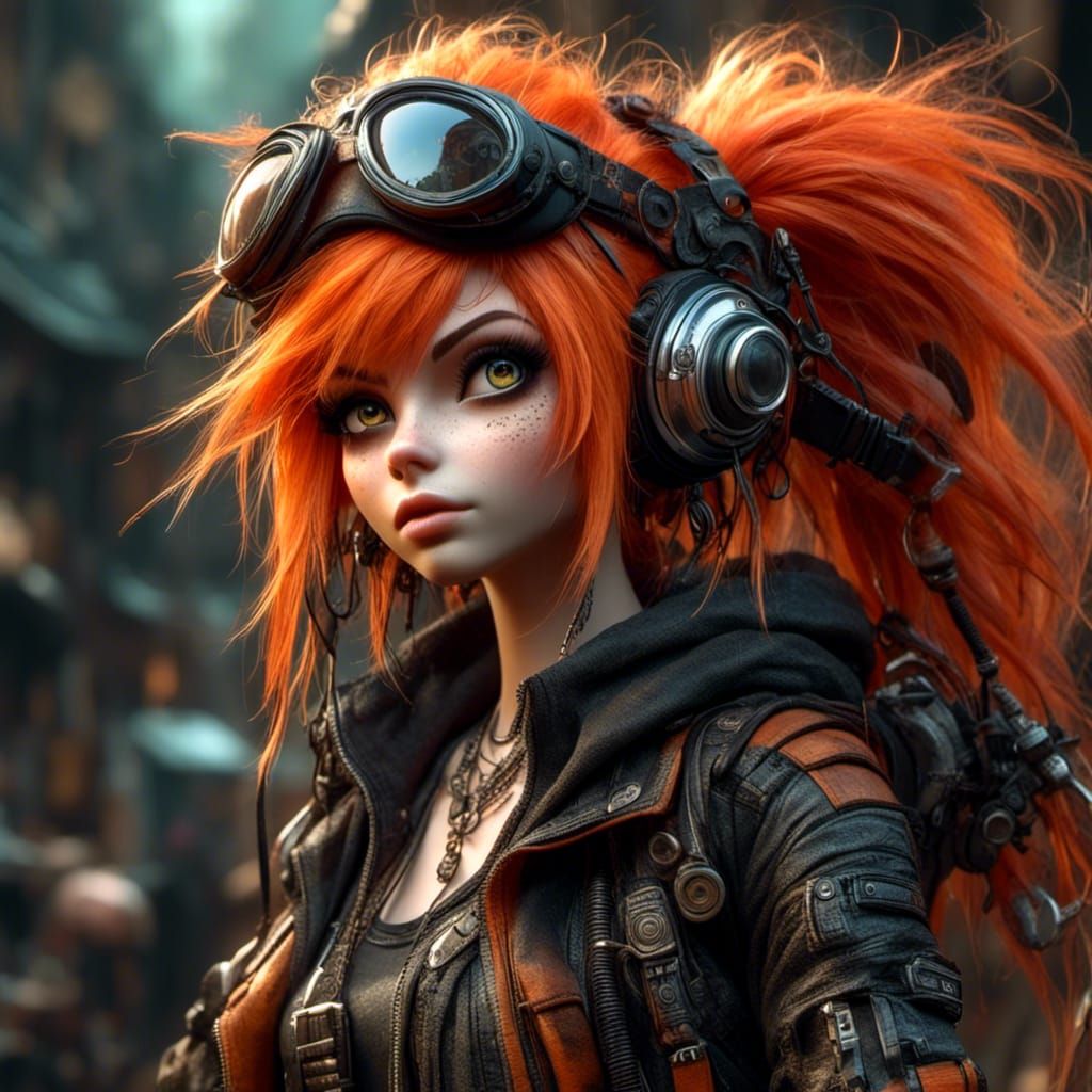 Punk Warrior with Grenades in Cyberpunk Style