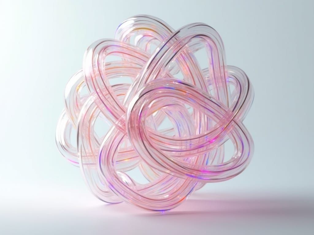 Transparent Geometric Tangle in Minimalist 3D Style