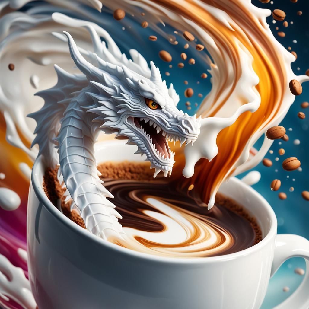 Coffee Dragon: Hyperrealistic Latte Art in 8K