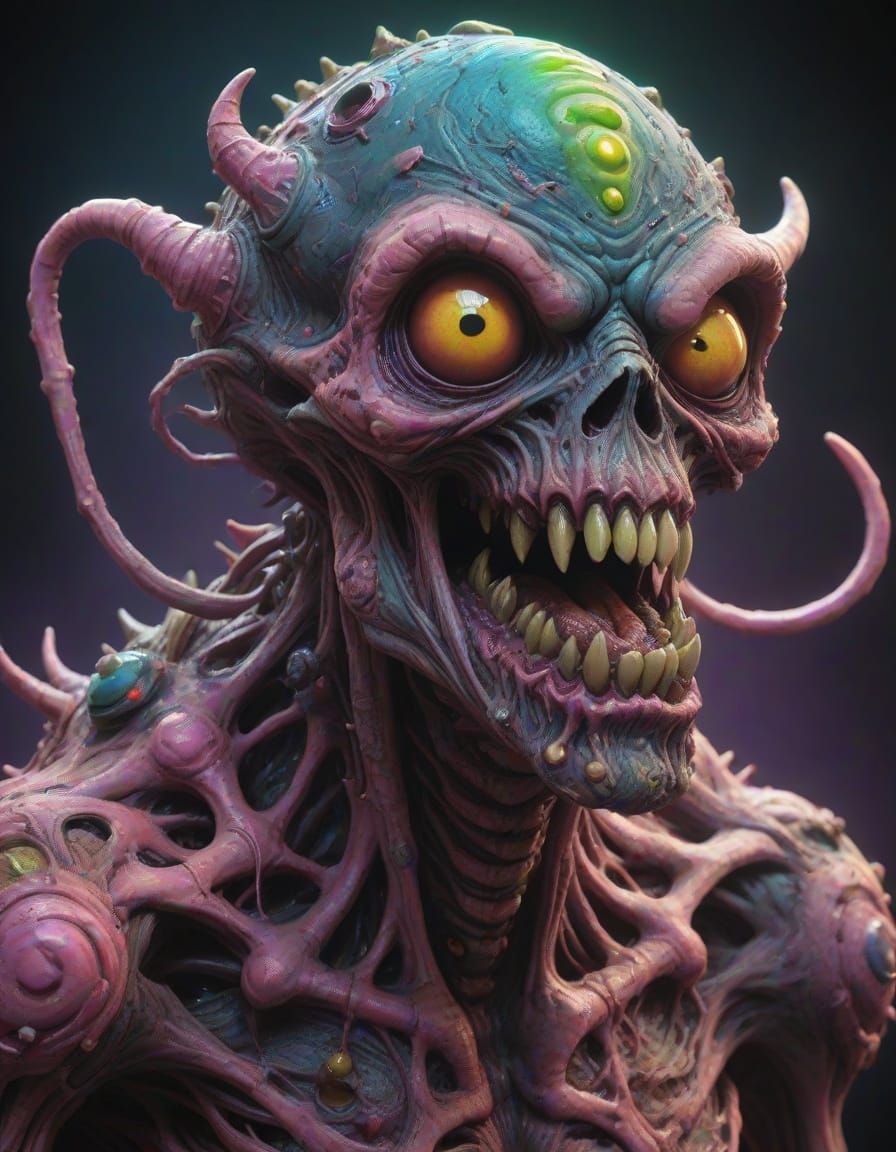 Dark Solarpunk Monstrosities in Grotesque, Psychedelic Horro...