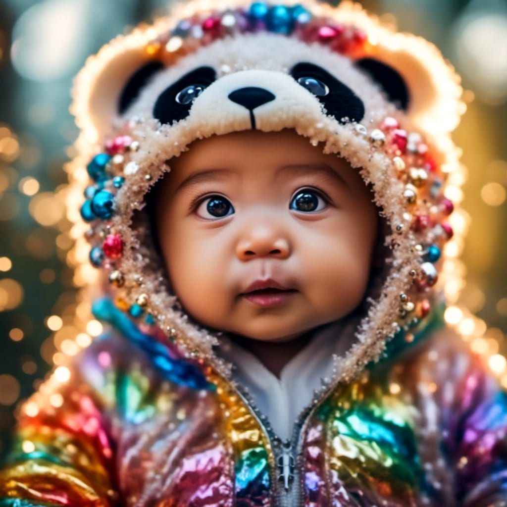 Photorealistic Baby Panda in Bioluminescent Forest