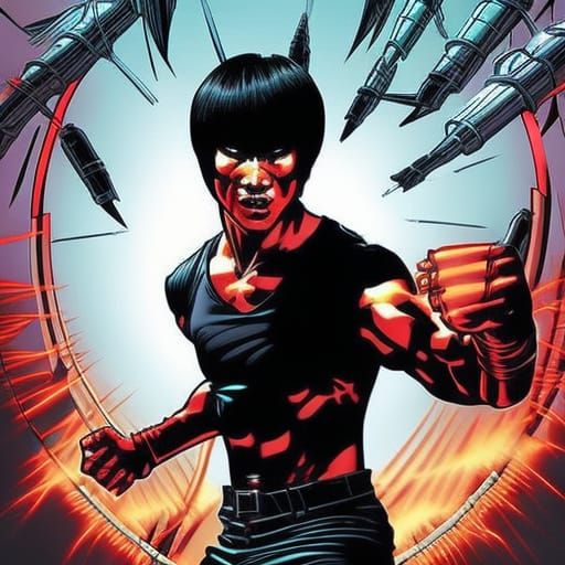 Bruce Lee DJ in Comic Book Art Style