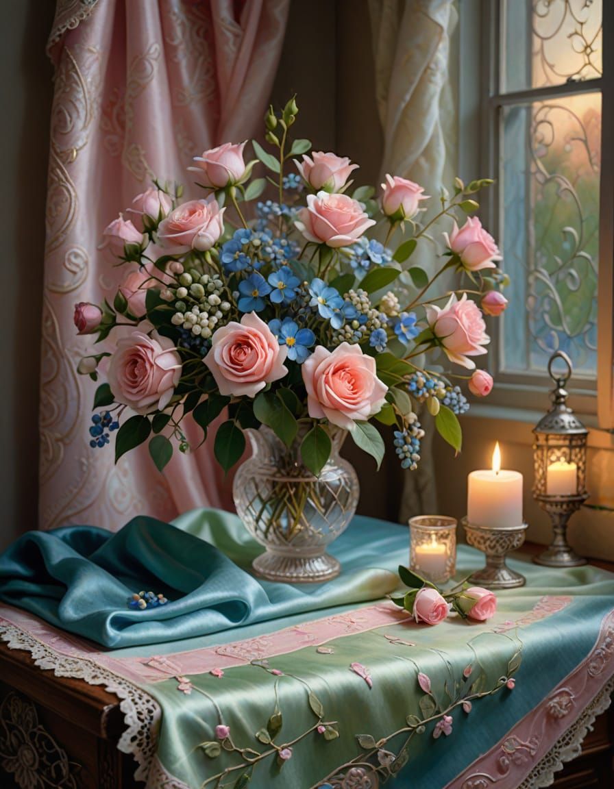 Vibrant Spring Floral Still Life in Dutch Master Style