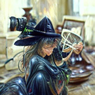 Evil Witch Detailed Oil Painting