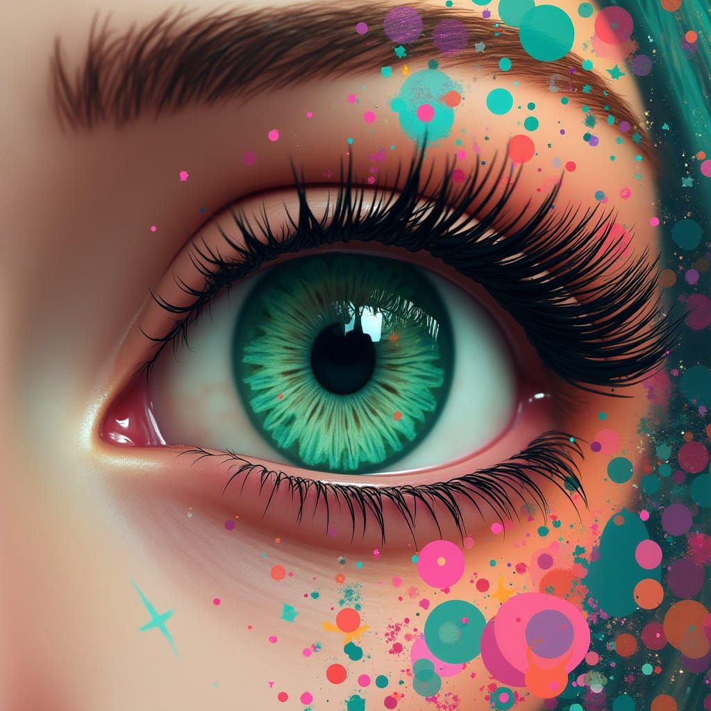 Kaleidoscopic Eye with Geometric Shapes