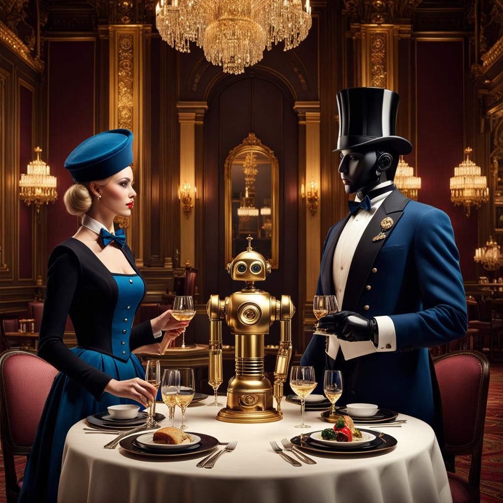 Robot Butler Serves Dinner in Baronial Hall