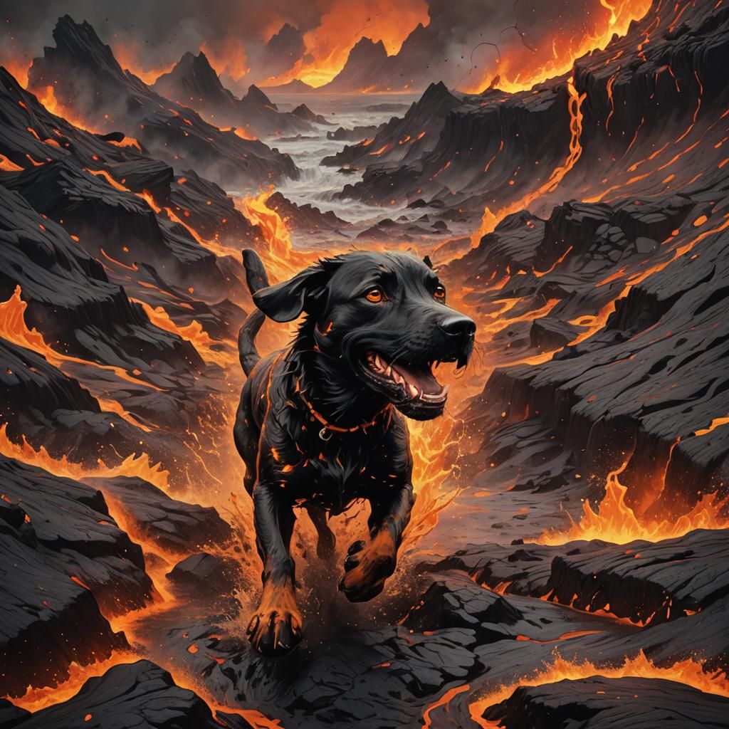 Lava Escape: A Surreal Horror Illustration