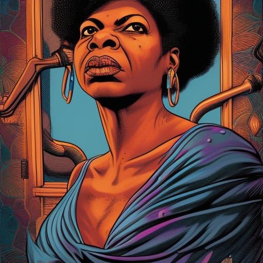 Nina Simone in Comic Book Art Style